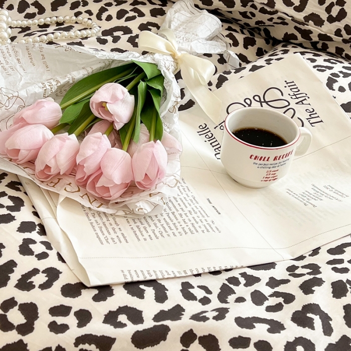 91家纺网 家纺一手货源 找家纺 昔可2022新款网红黑白豹纹系列全棉四件套 小豹纹