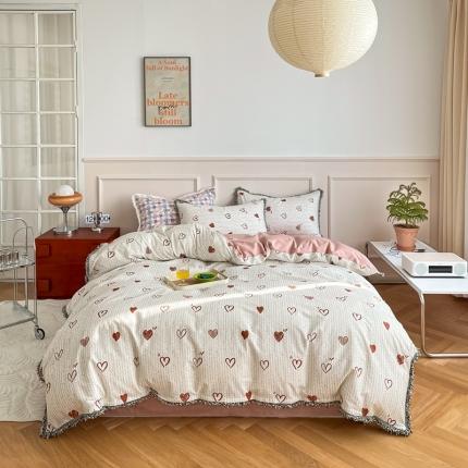 昔可2022新款流苏小香风系列四件套  香香爱心