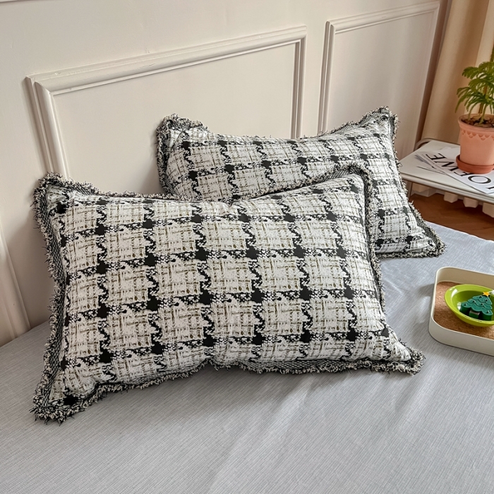 91家纺网 家纺一手货源 找家纺 昔可2022新款流苏小香风系列四件套  香香白格