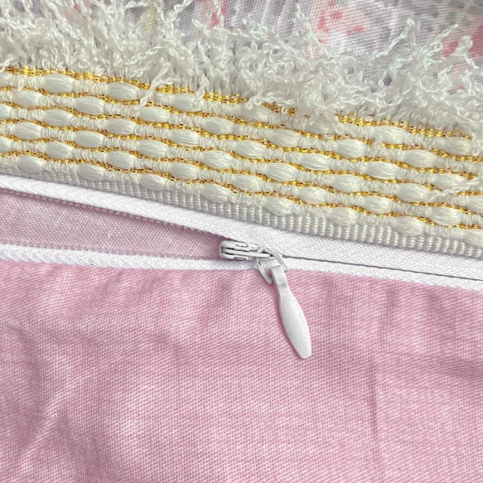 91家纺网 家纺一手货源 找家纺 昔可2022新款流苏小香风系列四件套 香香粉兰