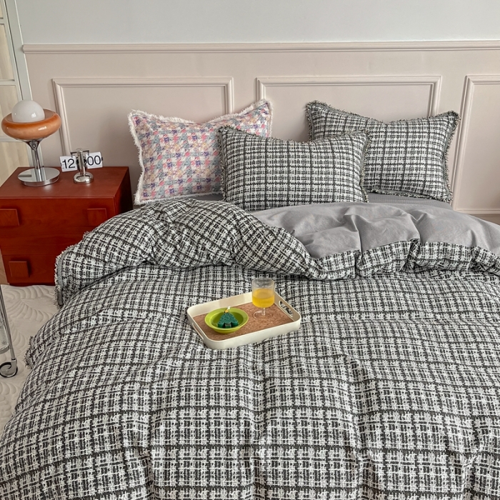 91家纺网 家纺一手货源 找家纺 昔可2022新款流苏小香风系列四件套 香香黑