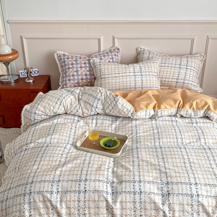 91家纺网 家纺一手货源 找家纺 昔可2022新款流苏小香风系列四件套  香香金