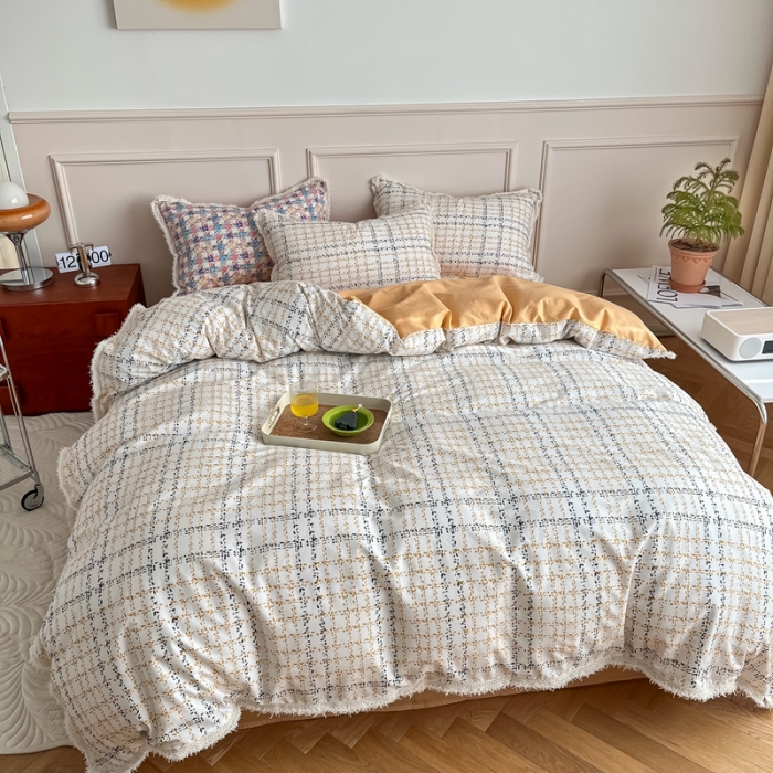 91家纺网 家纺一手货源 找家纺 昔可2022新款流苏小香风系列四件套  香香金