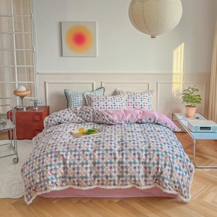 91家纺网 家纺一手货源 找家纺 昔可2022新款流苏小香风系列四件套 香香紫