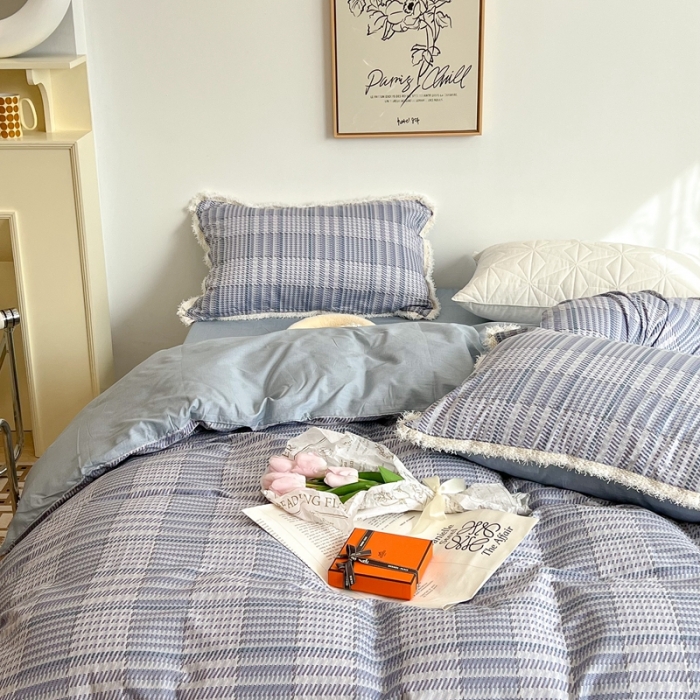 91家纺网 家纺一手货源 找家纺 昔可2022新款流苏小香风系列四件套 巴贝特蓝