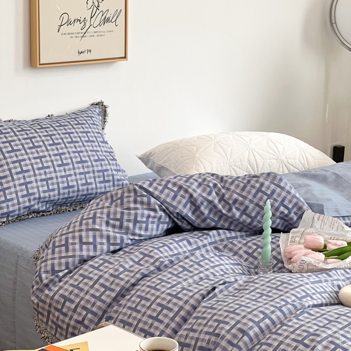 91家纺网 家纺一手货源 找家纺 昔可2022新款流苏小香风系列四件套 蓝色 H