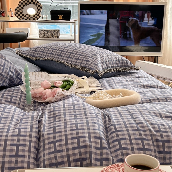 91家纺网 家纺一手货源 找家纺 昔可2022新款流苏小香风系列四件套 蓝色 H