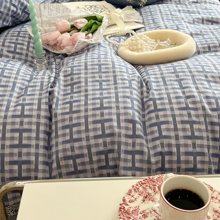 91家纺网 家纺一手货源 找家纺 昔可2022新款流苏小香风系列四件套 蓝色 H