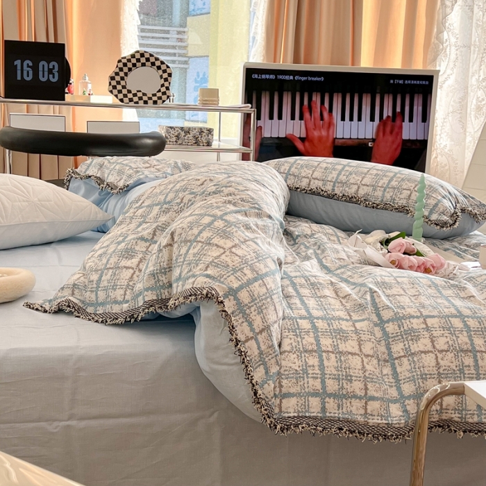 91家纺网 家纺一手货源 找家纺 昔可2022新款流苏小香风系列四件套  松岛香香