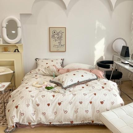 昔可2022新款流苏小香风系列四件套 香香爱心