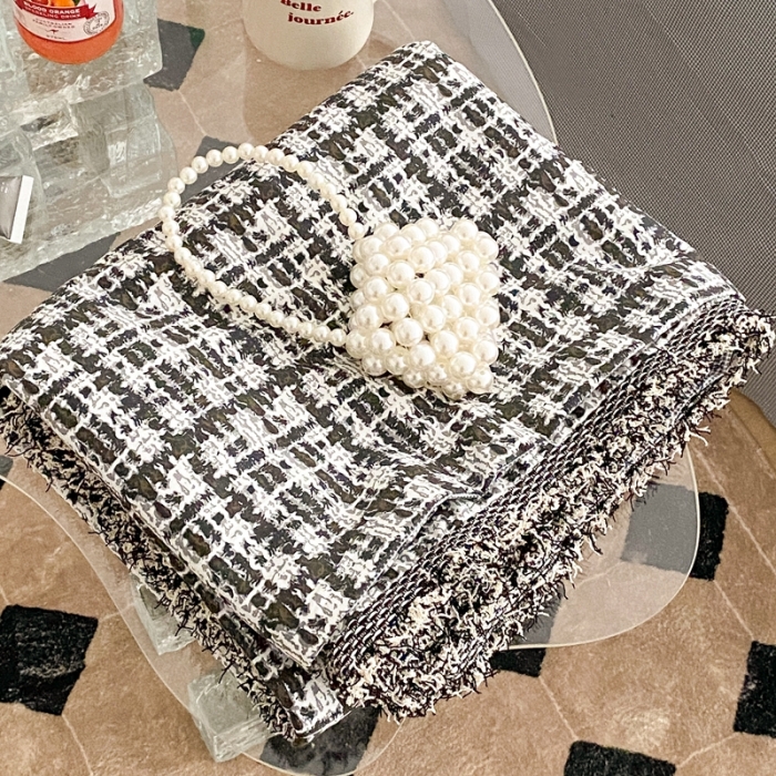 91家纺网 家纺一手货源 找家纺 昔可2022新款流苏小香风系列四件套 香香黑 流苏