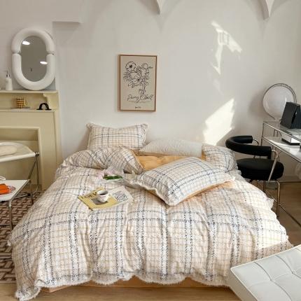 91家纺网 家纺一手货源 找家纺 昔可2022新款流苏小香风系列四件套 香香金