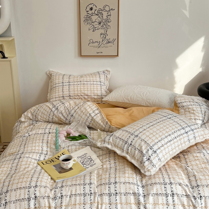 91家纺网 家纺一手货源 找家纺 昔可2022新款流苏小香风系列四件套 香香金