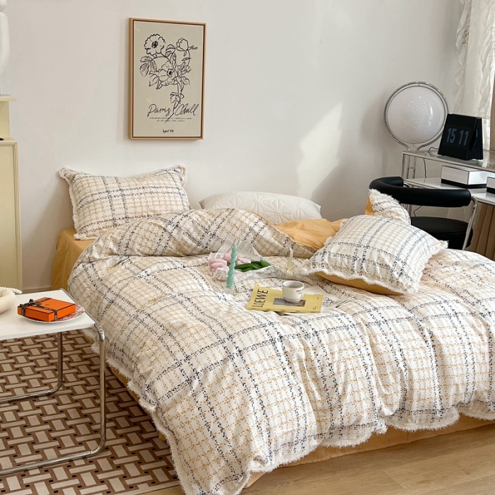 91家纺网 家纺一手货源 找家纺 昔可2022新款流苏小香风系列四件套 香香金