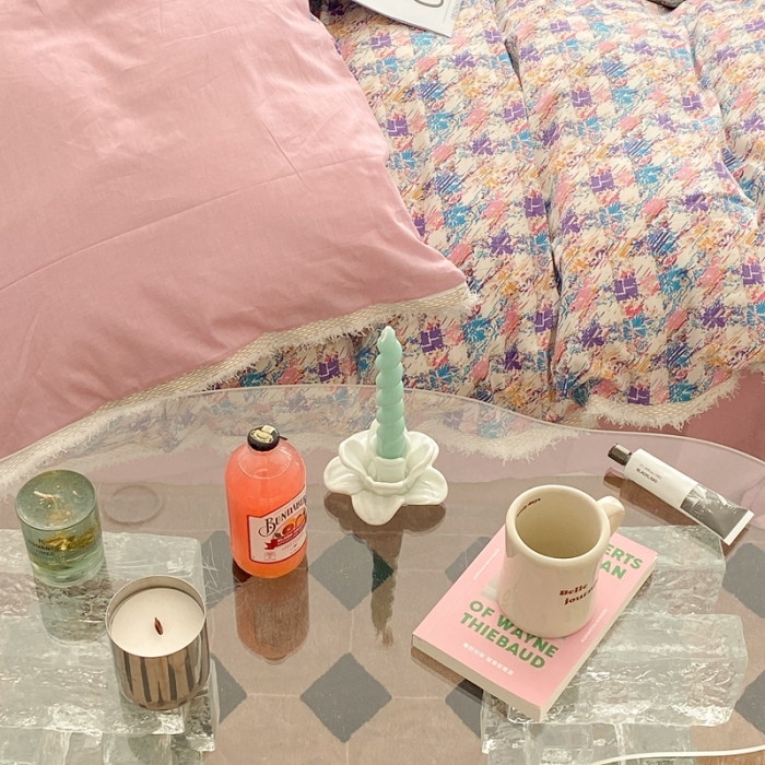 91家纺网 家纺一手货源 找家纺 昔可2022新款流苏小香风系列四件套 香香紫 流苏