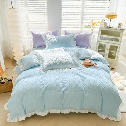 91家纺网 家纺一手货源 找家纺 （总）米莱家纺2022新款剪花水洗棉花边四件套