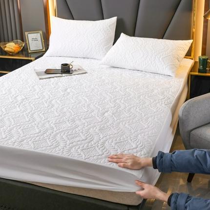 91家纺网 家纺一手货源 找家纺 摩妮卡2025新款亲肤棉夹棉防水床笠 典雅白