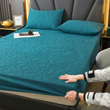 91家纺网 家纺一手货源 找家纺 摩妮卡2025新款亲肤棉夹棉防水床笠 玛瑙绿