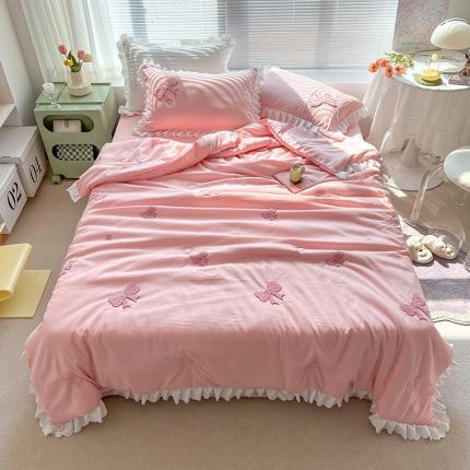 91家纺网 家纺一手货源 找家纺 (总)沐慕 2022新款毛巾绣洛卡棉夏被四件套