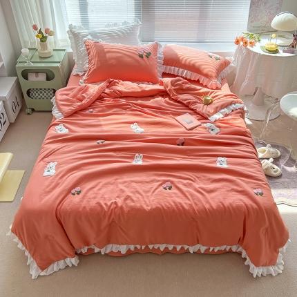 91家纺网 家纺一手货源 找家纺 (总)沐慕 2022新款毛巾绣洛卡棉夏被四件套