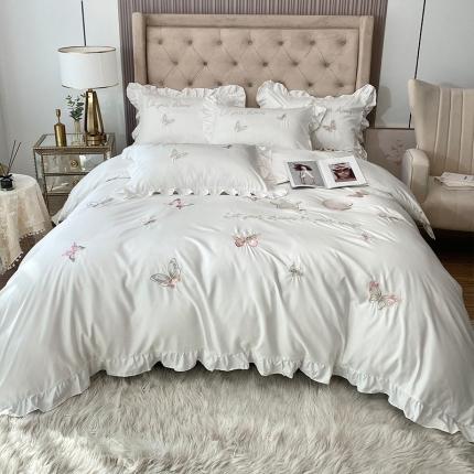 （总）理想家2022新款冰丝刺绣花边蝴蝶四件套