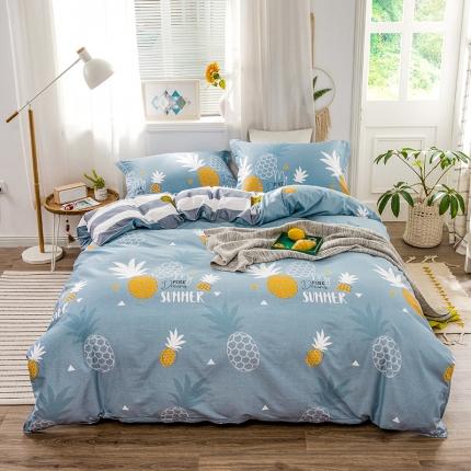 91家纺网 家纺一手货源 找家纺 铭成 2022新款全棉12868小清新系列四件套 菠萝啤