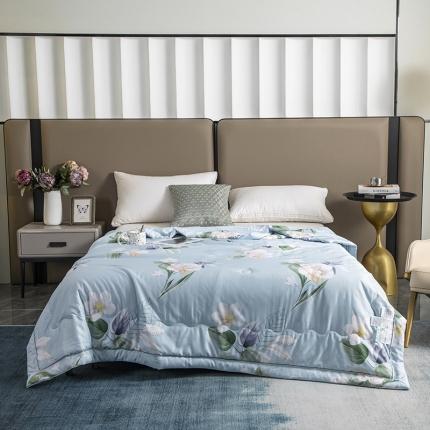 91家纺网 家纺一手货源 找家纺 芯恋家居2025新款母婴级无印染大提花大豆春秋夏被 白绿