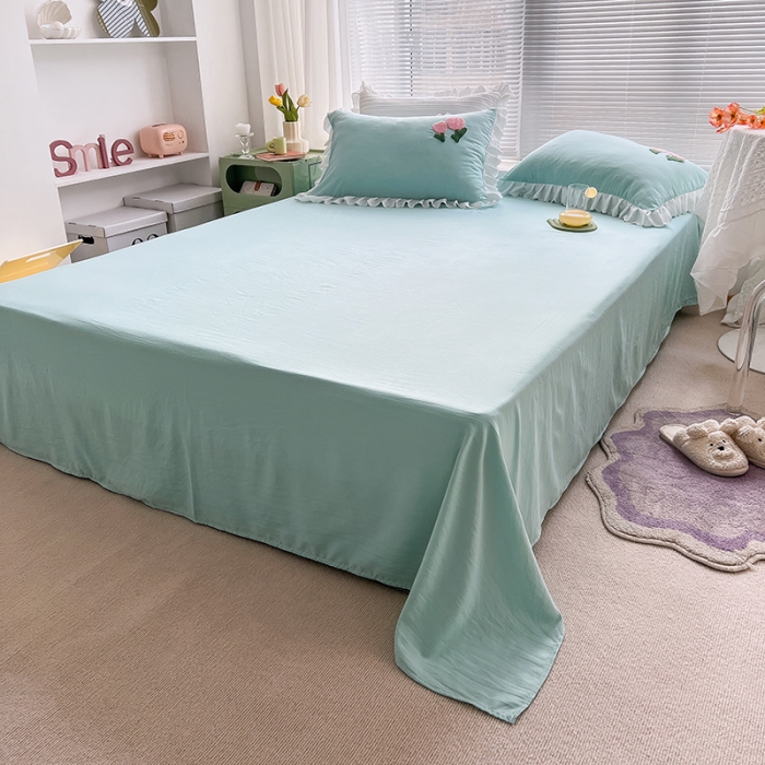 91家纺网 家纺一手货源 找家纺 沐慕 2022新款毛巾绣洛卡棉夏被四件套 花花白兔-蓝色