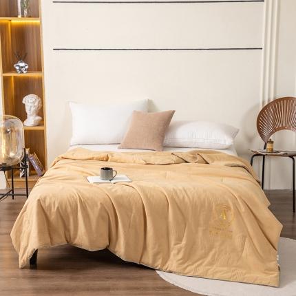 91家纺网 家纺一手货源 找家纺 芯恋家居2025新款母婴级无印染大提花大豆春秋夏被 卡其