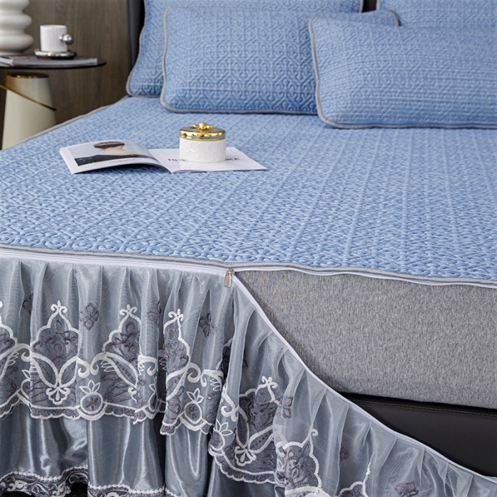 91家纺网 家纺一手货源 找家纺 （总）纽缦家纺 2022新款纯色肌理纹床裙三件套