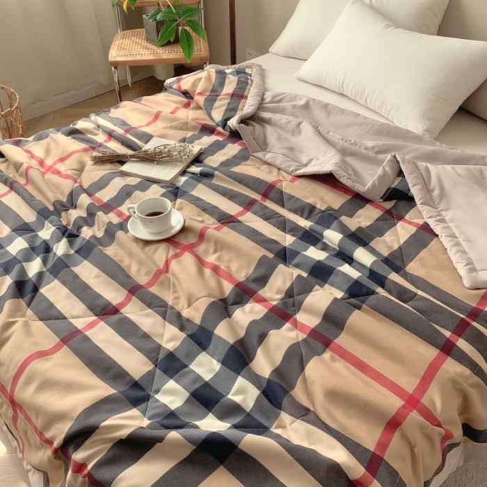 91家纺网 家纺一手货源 找家纺 慕尚家纺 2025新款日式简约无印风夏被夏凉被风格一 宝格大格