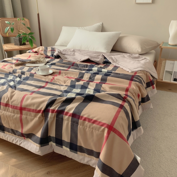 91家纺网 家纺一手货源 找家纺 慕尚家纺 2025新款日式简约无印风夏被夏凉被风格一 宝格大格