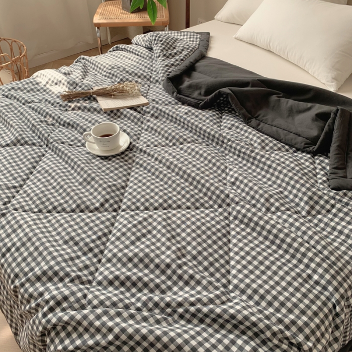 91家纺网 家纺一手货源 找家纺 慕尚家纺 2025新款日式简约无印风夏被夏凉被风格一 小黑格