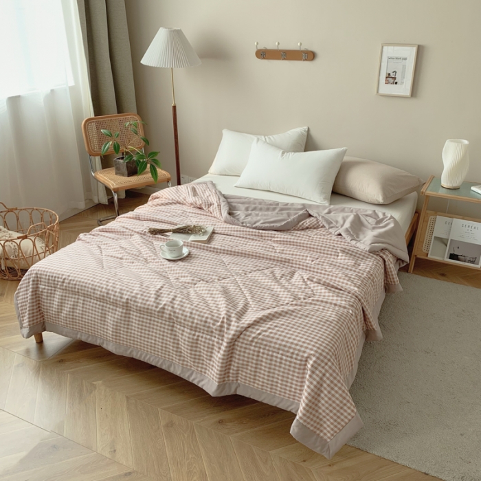 91家纺网 家纺一手货源 找家纺 慕尚家纺 2025新款日式简约无印风夏被夏凉被风格一 小咖格