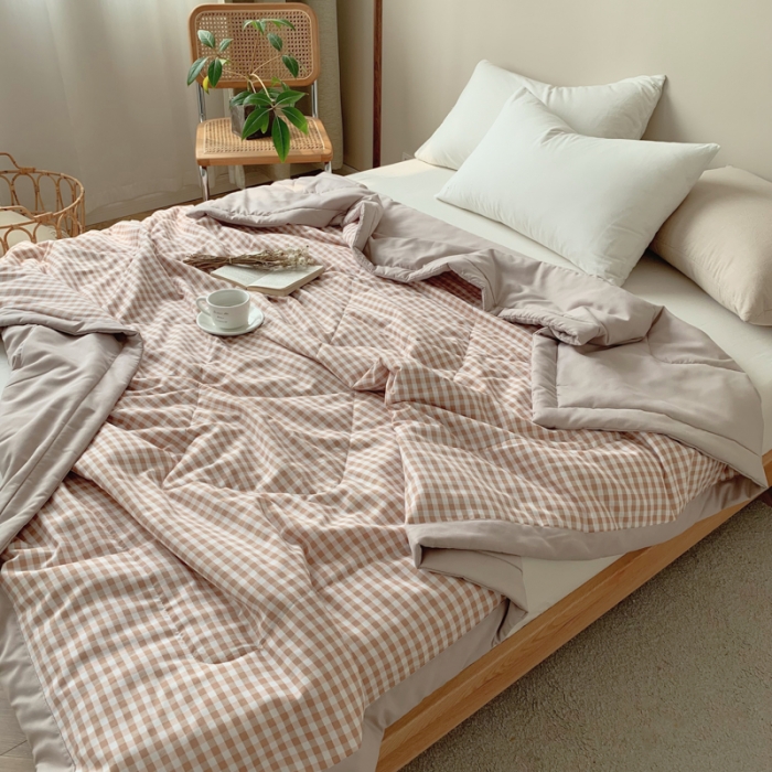 91家纺网 家纺一手货源 找家纺 慕尚家纺 2025新款日式简约无印风夏被夏凉被风格一 小咖格