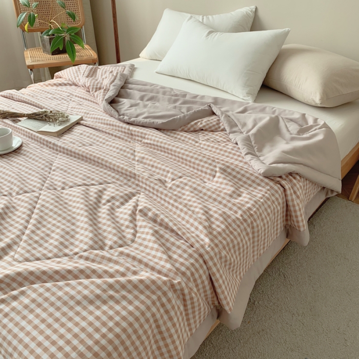 91家纺网 家纺一手货源 找家纺 慕尚家纺 2025新款日式简约无印风夏被夏凉被风格一 小咖格