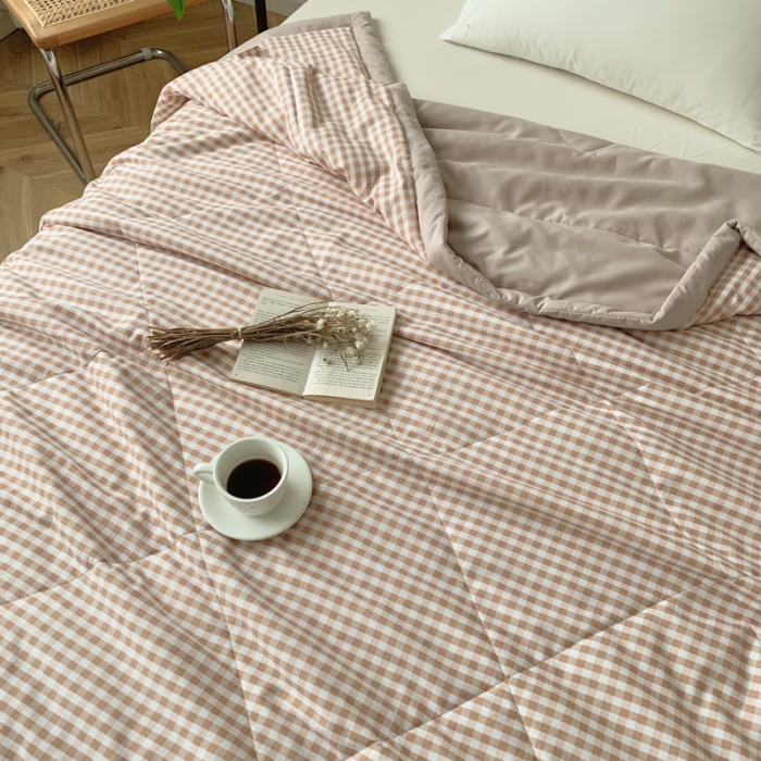 91家纺网 家纺一手货源 找家纺 慕尚家纺 2025新款日式简约无印风夏被夏凉被风格一 小咖格