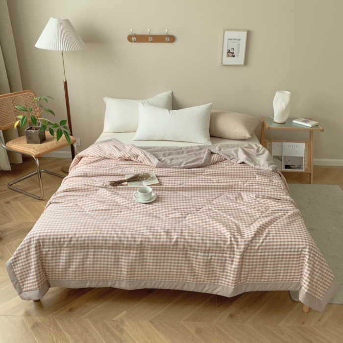 91家纺网 家纺一手货源 找家纺 慕尚家纺 2025新款日式简约无印风夏被夏凉被风格一 小咖格