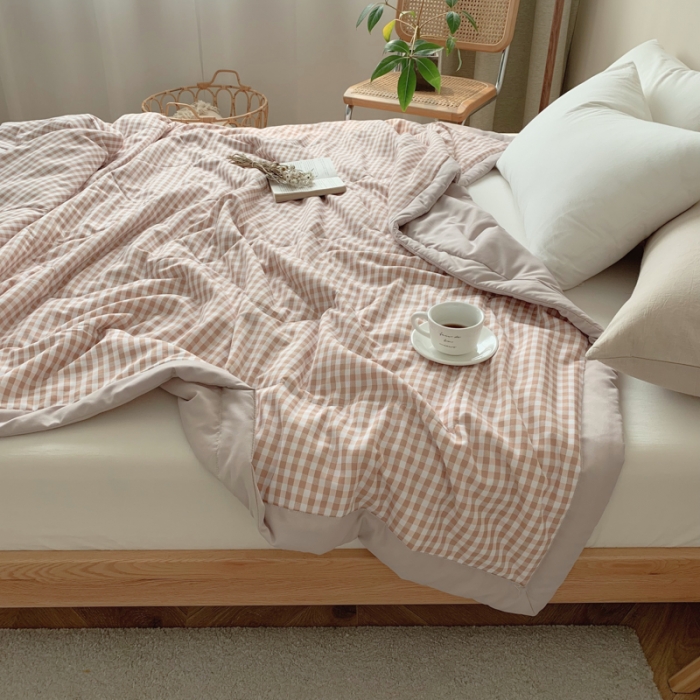 91家纺网 家纺一手货源 找家纺 慕尚家纺 2025新款日式简约无印风夏被夏凉被风格一 小咖格