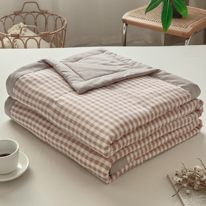 91家纺网 家纺一手货源 找家纺 慕尚家纺 2025新款日式简约无印风夏被夏凉被风格一 小咖格