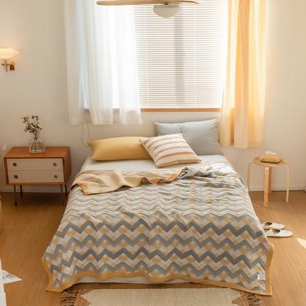 吾秀家居 2022新款高端全棉针织提花毯波兰黄