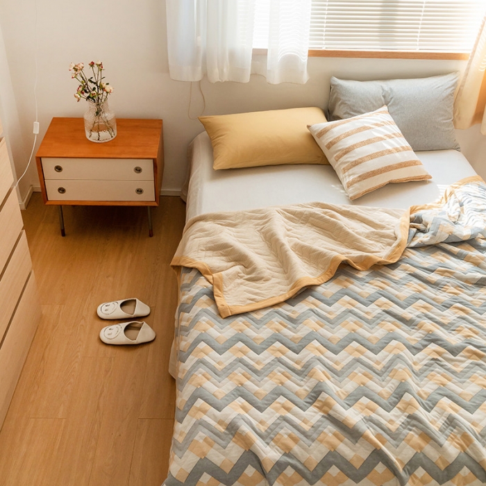 91家纺网 家纺一手货源 找家纺 吾秀家居 2022新款高端全棉针织提花毯波兰黄