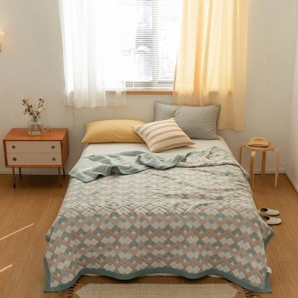 吾秀家居 2022新款高端全棉针织提花毯波兰绿