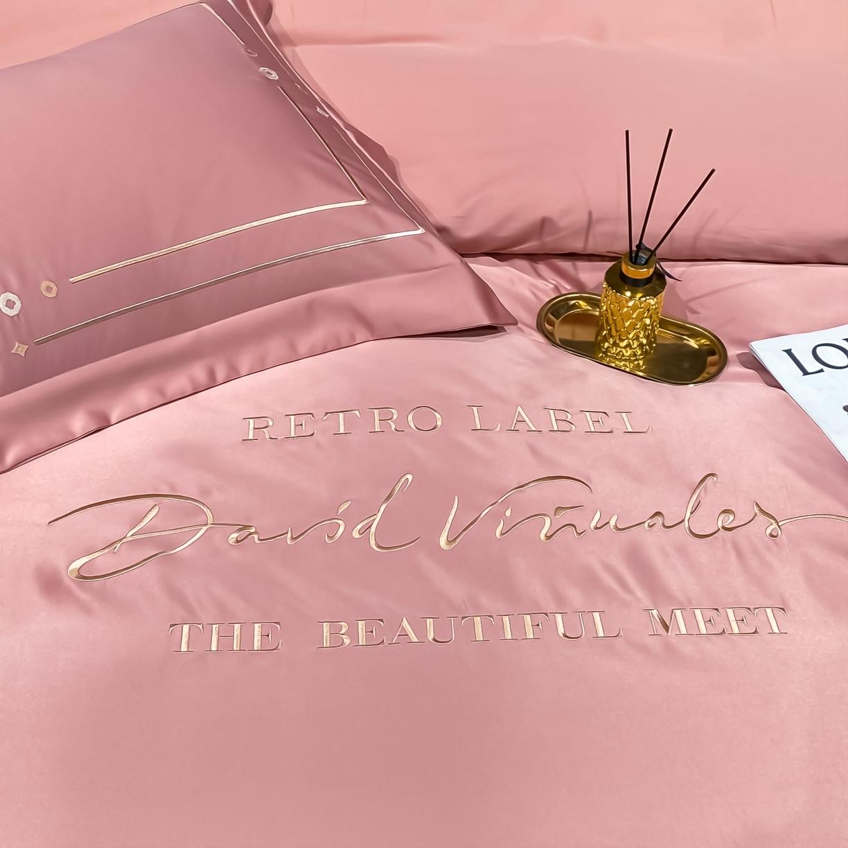 91家纺网 家纺一手货源 找家纺 欧乐蒂 新A版60亲肤水洗真丝B版纯棉四件套 奢雅-豆沙