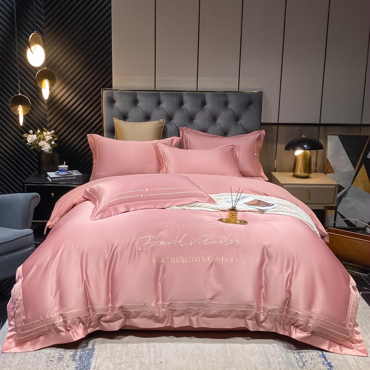 91家纺网 家纺一手货源 找家纺 欧乐蒂 新A版60亲肤水洗真丝B版纯棉四件套 奢雅-豆沙