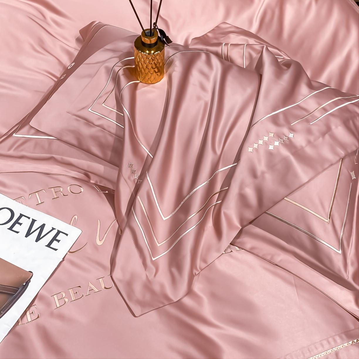 91家纺网 家纺一手货源 找家纺 欧乐蒂 新A版60亲肤水洗真丝B版纯棉四件套 奢雅-豆沙