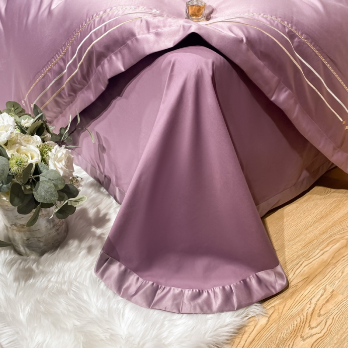 91家纺网 家纺一手货源 找家纺 欧乐蒂 新A版60亲肤水洗真丝B版纯棉四件套 奢雅-豆沙紫