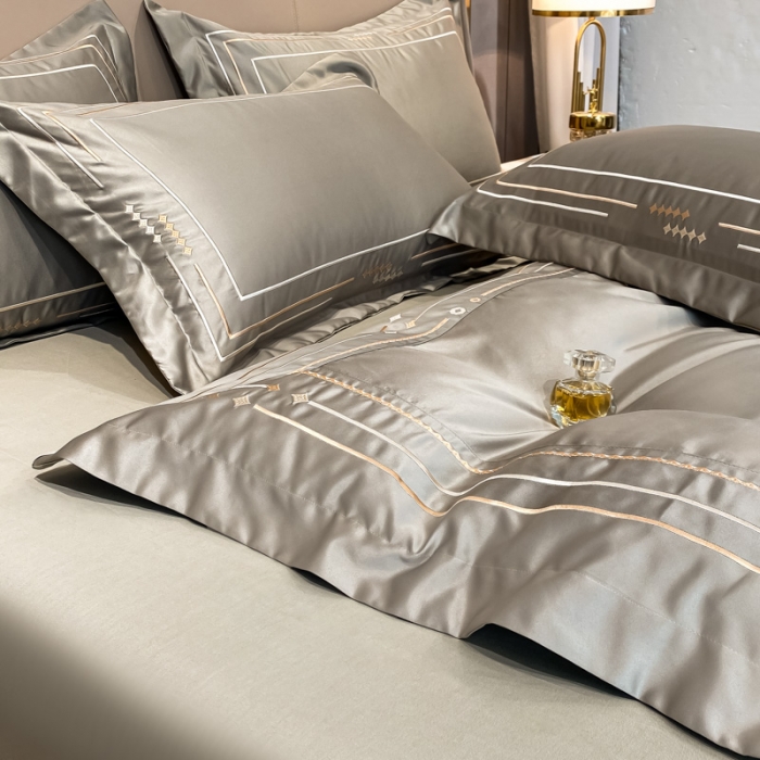 91家纺网 家纺一手货源 找家纺 欧乐蒂 新A版60亲肤水洗真丝B版纯棉四件套 奢雅-高级灰