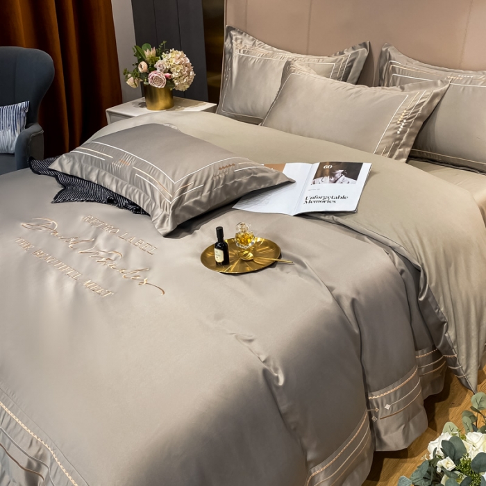 91家纺网 家纺一手货源 找家纺 欧乐蒂 新A版60亲肤水洗真丝B版纯棉四件套 奢雅-高级灰