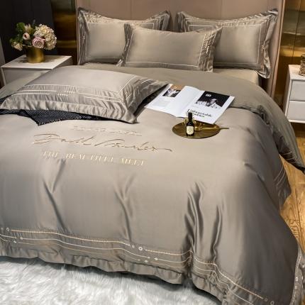 欧乐蒂 新A版60亲肤水洗真丝B版纯棉四件套 奢雅-高级灰